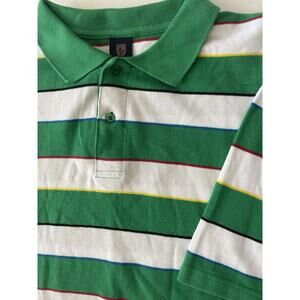 Regal Wear Rugby Polo Shirt Men 3XL Green White Striped Cotton Athleisure